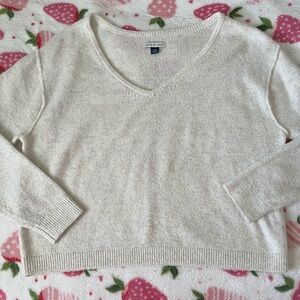 American Eagle Outfitters Cream V-Neck Sweater